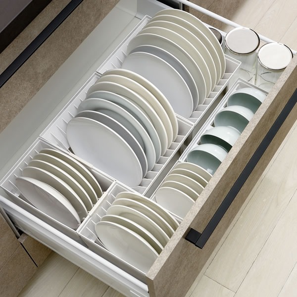 【預購】日本製 Richell 利其爾 TOTONO 廚房抽屜分類盒 可串連餐盤收納架（白色新款）-細節圖7
