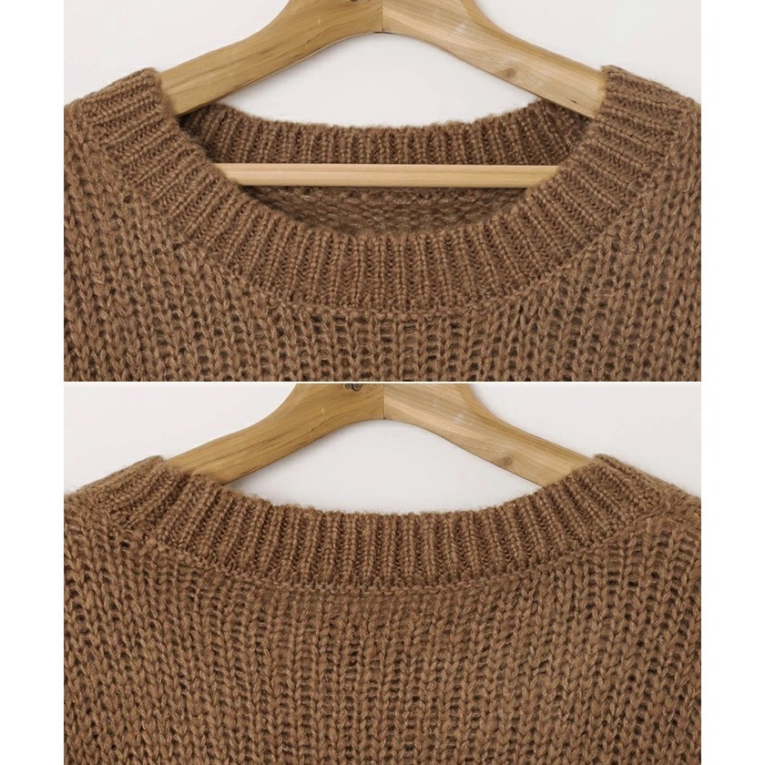 【預購】日本 Alma Design 仿馬海毛短版透視感針織上衣-細節圖8