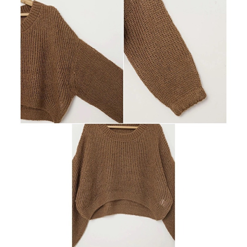 【預購】日本 Alma Design 仿馬海毛短版透視感針織上衣-細節圖9