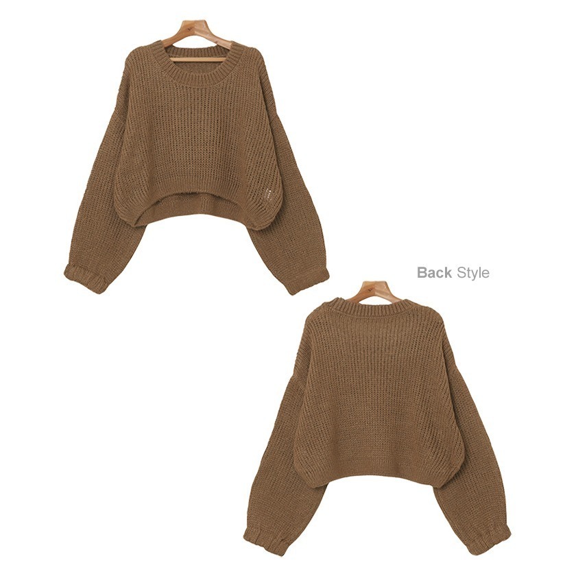 【預購】日本 Alma Design 仿馬海毛短版透視感針織上衣-細節圖11