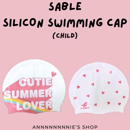 【SABLE】現貨黑貂兒童矽膠泳帽 花色可愛 鯊魚🦈冰淇淋🍦愛心🌈衝浪🏄 防水 防滑 矽帽 兒童泳帽-細節圖4