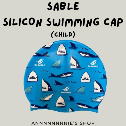【SABLE】現貨黑貂兒童矽膠泳帽 花色可愛 鯊魚🦈冰淇淋🍦愛心🌈衝浪🏄 防水 防滑 矽帽 兒童泳帽-細節圖5