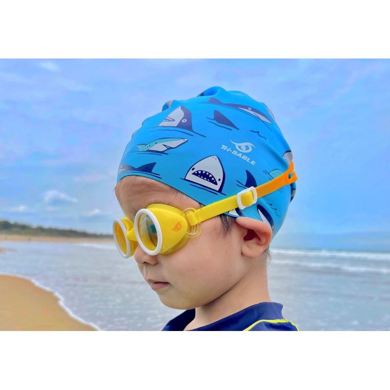 【SABLE】現貨黑貂兒童矽膠泳帽 花色可愛 鯊魚🦈冰淇淋🍦愛心🌈衝浪🏄 防水 防滑 矽帽 兒童泳帽-細節圖6
