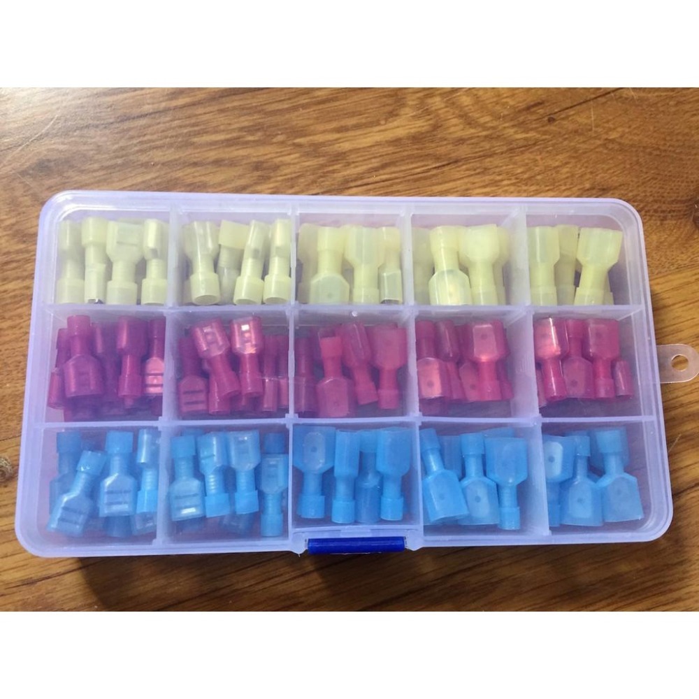 6.3扁型 插簧 插片 全絕緣 不怕短路 冷壓端子 尼龍全絕緣連接器接線端子公母插簧插片對插 綜合盒裝 套裝-細節圖2