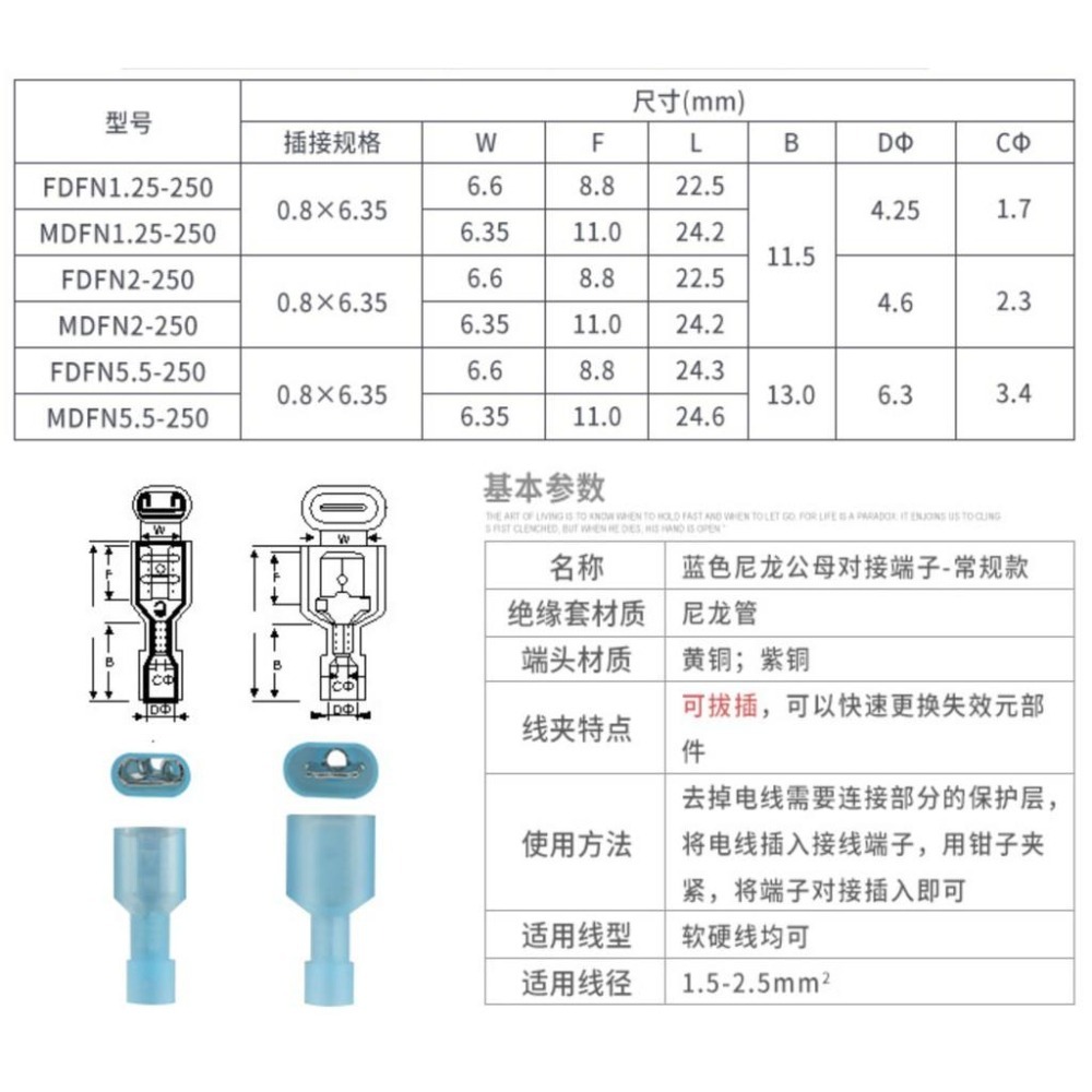 6.3扁型 插簧 插片 全絕緣 不怕短路 冷壓端子 尼龍全絕緣連接器接線端子公母插簧插片對插 綜合盒裝 套裝-細節圖4