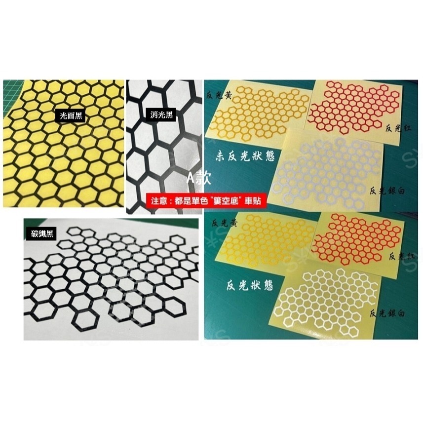 防水貼紙 蜂巢 網格圖樣 蜂槽 燈殼貼紙 單色簍空底 車貼 反光貼 裝飾 保桿貼 車窗貼 車燈貼 後擋貼 刮痕遮蔽 彩貼-細節圖5