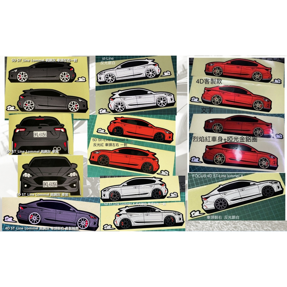 防水貼紙 ford focus mk4 4代 5D 5門 st-line lommel x 反光貼 客製車身貼 車貼福特-細節圖4