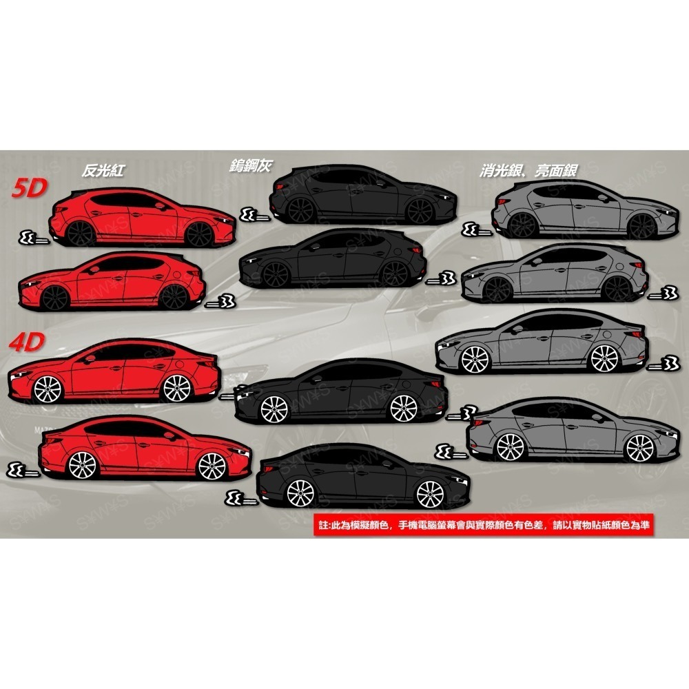 防水 貼紙 mazda3 4代 4D 5D 馬3 MAZDA 反光貼 後擋車尾貼 客製 燈眉貼 車貼 車窗貼 油箱蓋貼-細節圖6