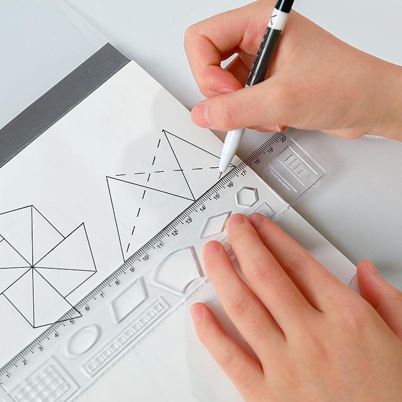 【小資特】四件套組 三角尺 20cm尺 直尺 三角板 180度量角器 等腰三角尺 直角三角尺 文具 學校用 送禮-細節圖3