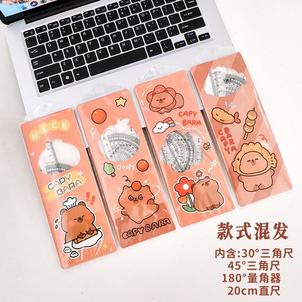 【小資特】四件套組 三角尺 20cm尺 直尺 三角板 180度量角器 等腰三角尺 直角三角尺 文具 學校用 送禮-規格圖6