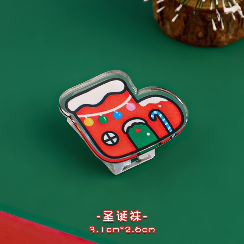 【小資特】聖誕壓克力夾子 零食封口夾 留言便簽夾 聖誕節禮物 裝飾夾 資料夾 文具-規格圖7
