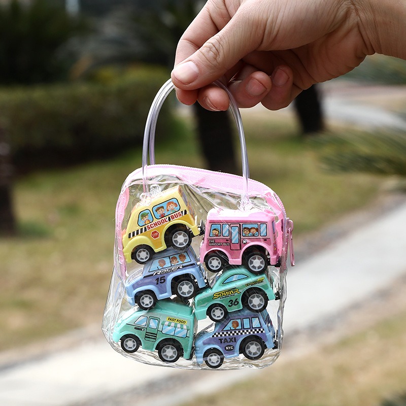 【小資特】提袋車 兒童迴力小汽車 玩具1袋6輛 迷你工程車 迷你消防車 迴力工程車  迴力消防車 玩具提袋-規格圖6