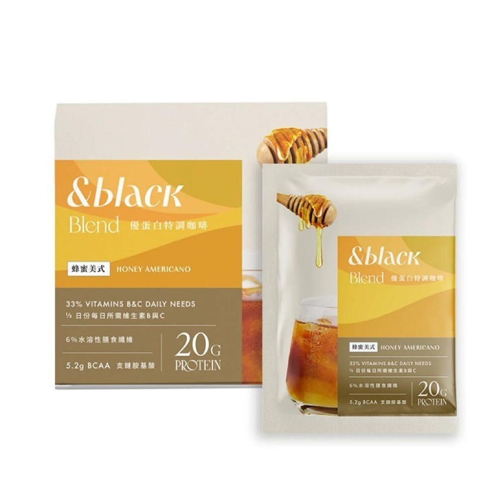 【spark protein】＆ Black高纖優蛋白_蜂蜜美式10入/包 高蛋白 蛋白粉 乳清蛋白 健身 美式咖啡-細節圖2