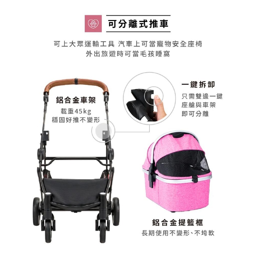 【Piccolo Cane】CARINO新三代 推車 | 寵物推車 貓狗推車 卡扣座艙 堅固 承重量大| TQ MART-細節圖4