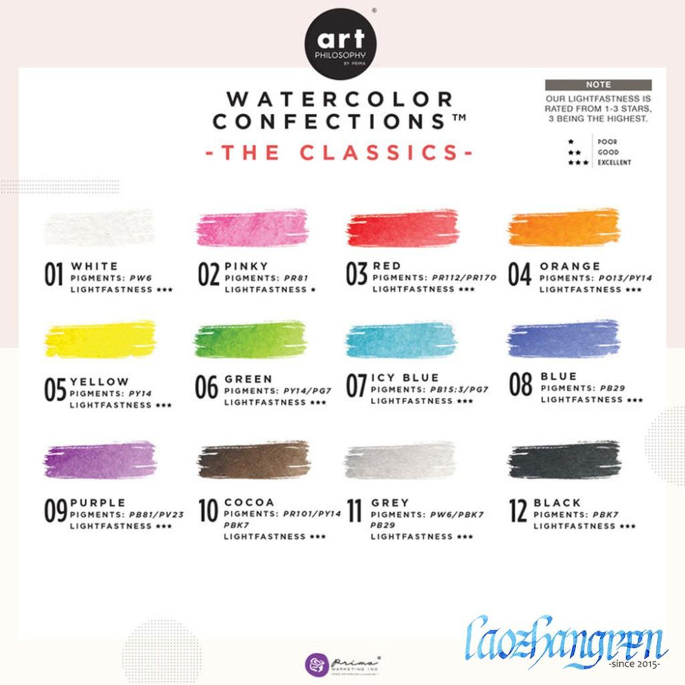 【老帳仁】Art Philosophy 藝術家級12色塊狀水彩 The Classics 就是經典 Prima-細節圖9