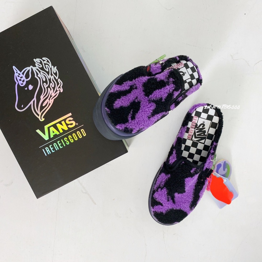 🔥 現貨 Vans X Irene is good 雙聯名 紫色羊羔毛 厚底增高 穆勒鞋-細節圖11