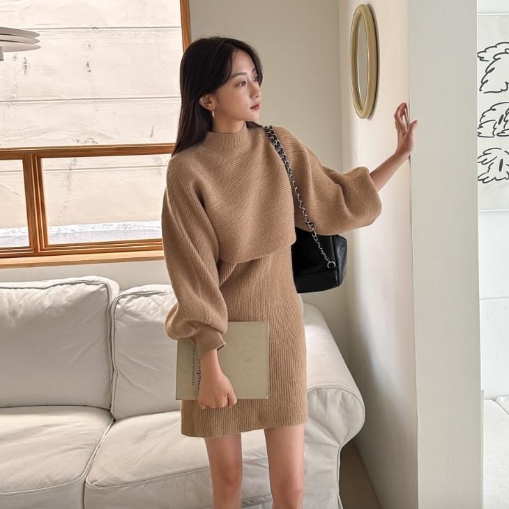 🇰🇷韓國同步上新 realcoco 兩件式 針織上衣 + 連身裙 套裝-細節圖4