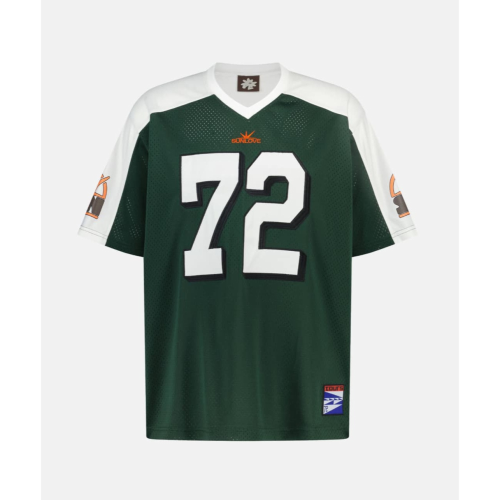 薛仁雅、nmixx女團 sullyoon私服 同款 🇰🇷 韓國 Sunlove oversize 球衣 綠白撞色-細節圖4