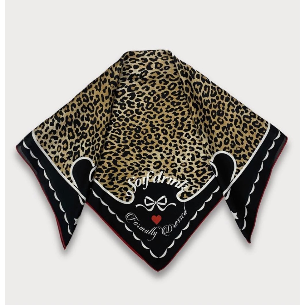 🇰🇷 韓國ive 的 rei 著用soif drink 豹紋蝴蝶結 絲巾 頭巾-規格圖10