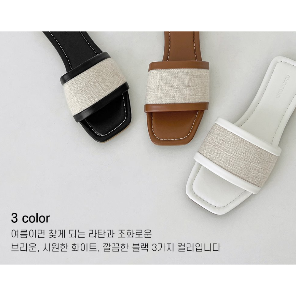 🇰🇷 韓國同步上新 ccomcom 撞色皮革 平底涼拖鞋-細節圖3