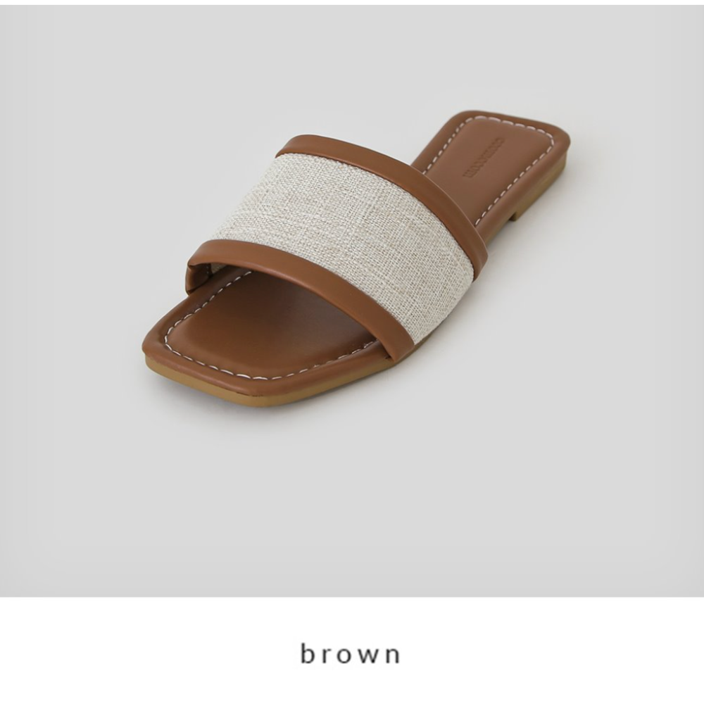 🇰🇷 韓國同步上新 ccomcom 撞色皮革 平底涼拖鞋-細節圖9