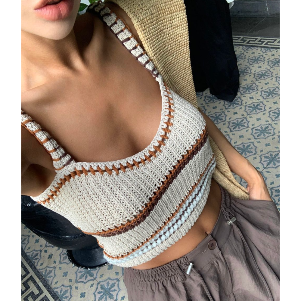 🇰🇷 韓國同步上新ＦＡＴＡＬＪ 波希米亞 針織 短版 背心-細節圖2