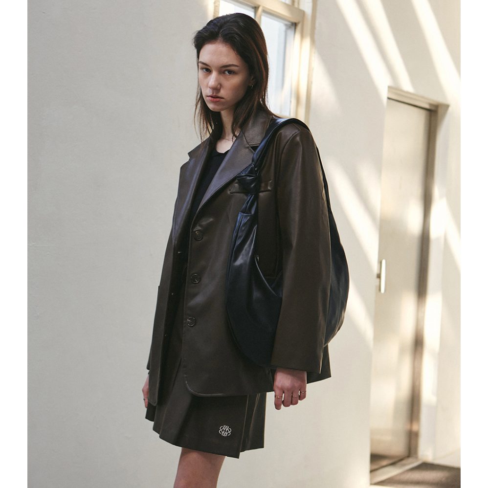 🇰🇷 韓國 徐睿知同款 NICK & NICOLE 彎月皮革肩背包-細節圖8