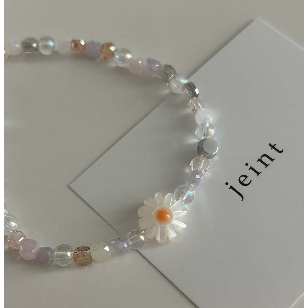 🇰🇷 韓國 樂天百貨飾品品牌 jeint 純手工小雛菊 天然母貝 極光水晶 串珠 手環-細節圖8