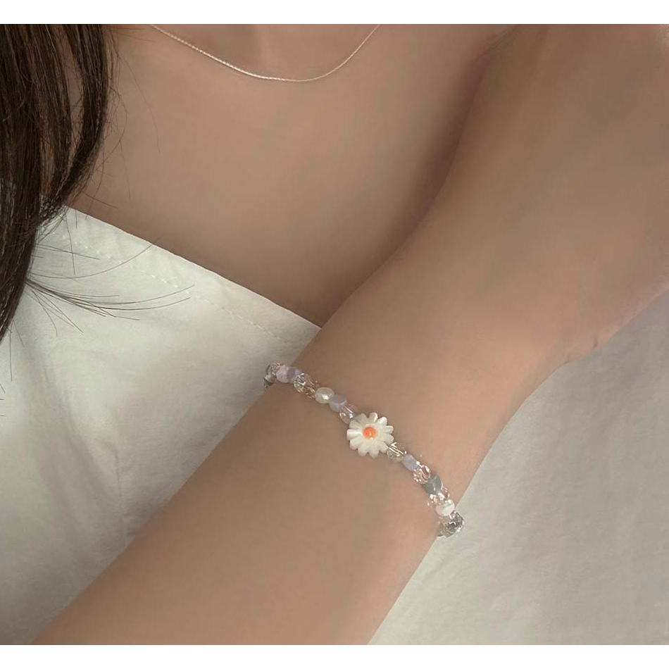 🇰🇷 韓國 樂天百貨飾品品牌 jeint 純手工小雛菊 天然母貝 極光水晶 串珠 手環-細節圖11