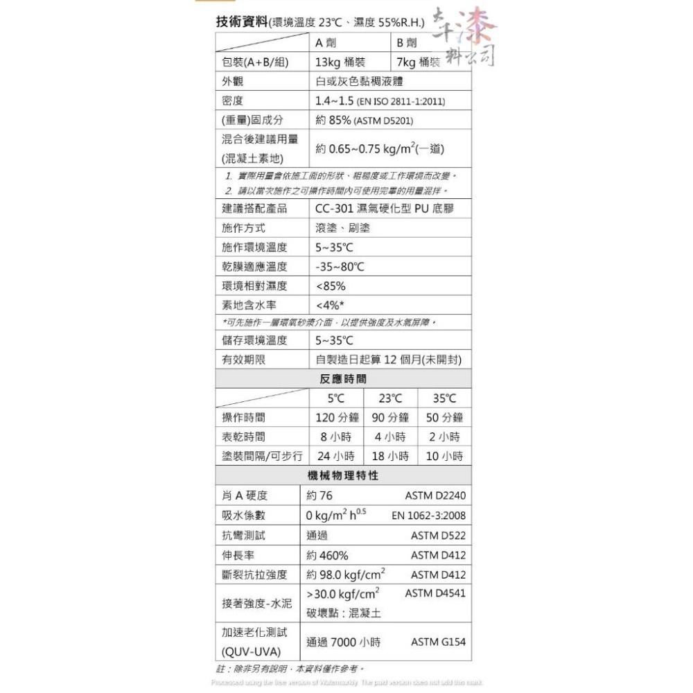 南寶樹脂 艾富克 AS-700CM 冷塗式聚脲防水塗料。有效阻隔水氣、耐UV、且耐機械應力-細節圖2