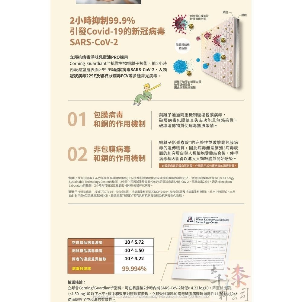 立邦 抗病毒淨味兒童漆PRO✨送刷子✨。銅離子抗病毒 2小時內殺滅99.9%新冠病毒 莫蘭迪色。🔥歐美國家級三種認證🔥-細節圖8