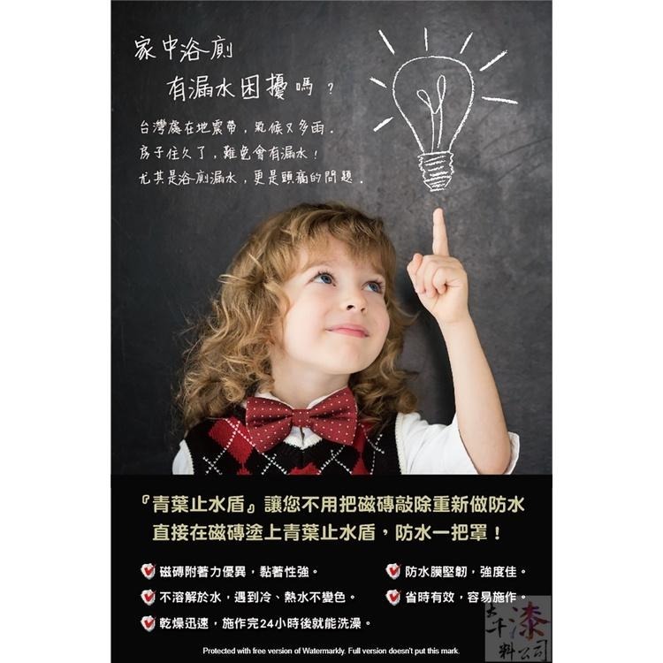 (套組附：刷子、量杯、手套、攪拌棒)青葉 止水盾 浴廁專用防水塗料。 浴室防水廁所防水 不溶於水 遇冷熱水不變色-細節圖5