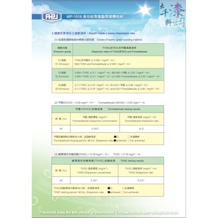 慶泰 WP-1018 聚氨酯聚脲彈性材。優異的物理性能與耐阻根穿刺、高溫熱定性佳、低溫仍具彈性、可短時間重塗。-細節圖8