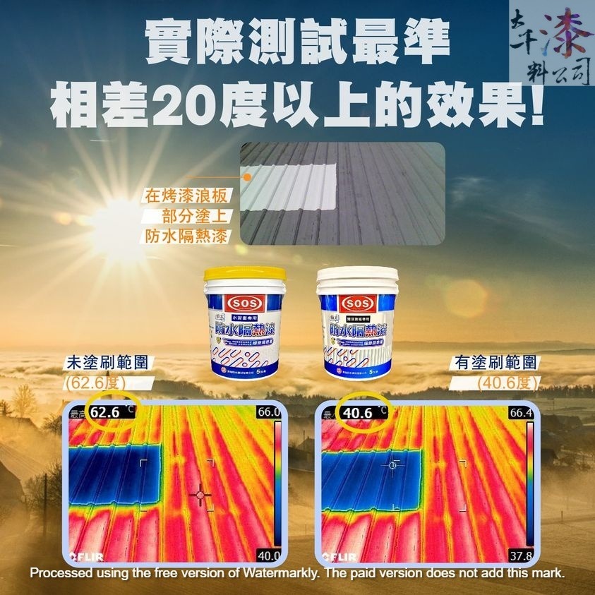 免運 SOS航太防水隔熱塗料 五加侖  防水隔熱漆 SGS無毒測試 屋頂外牆鐵皮 降溫-細節圖2