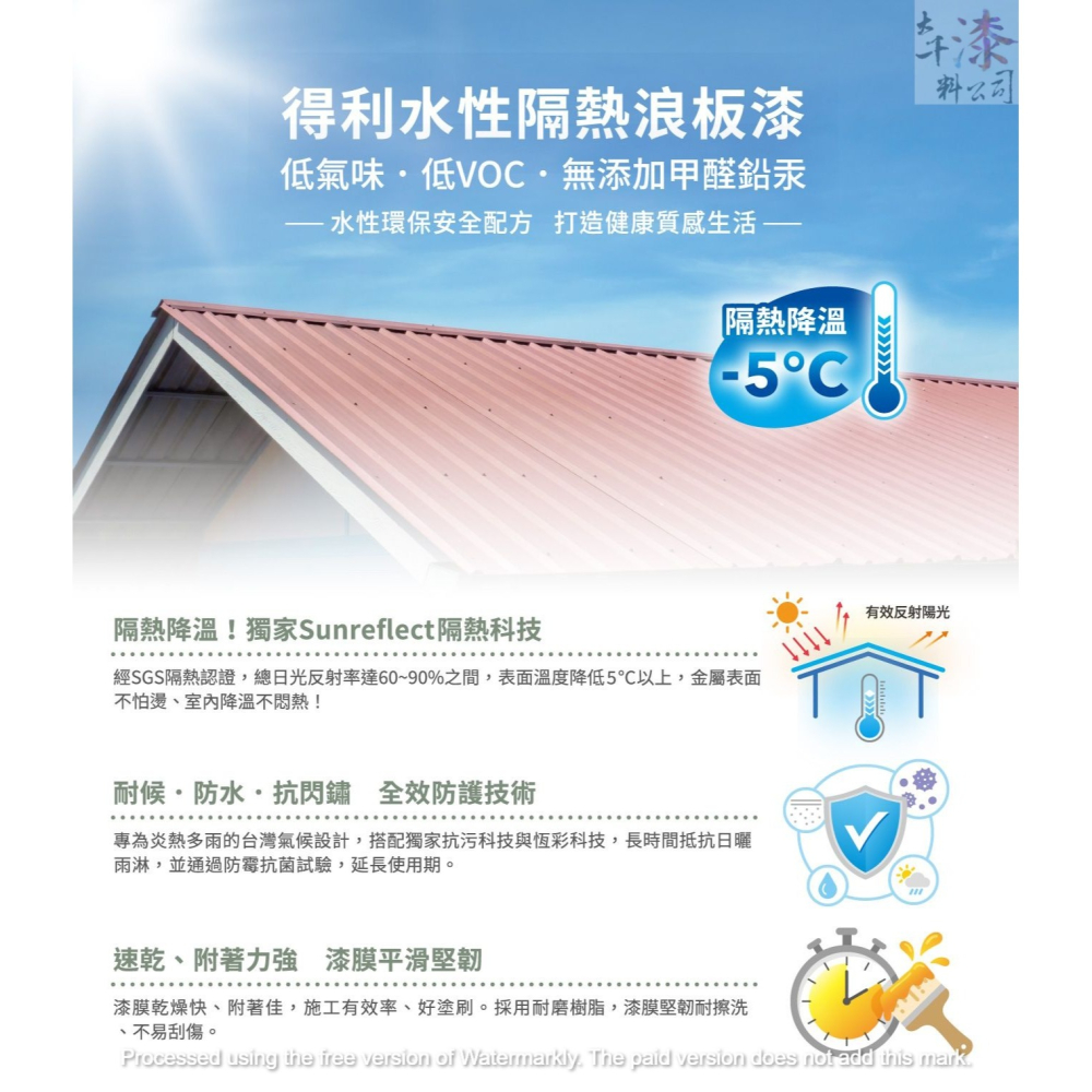 得利水性隔熱浪板漆-細節圖6