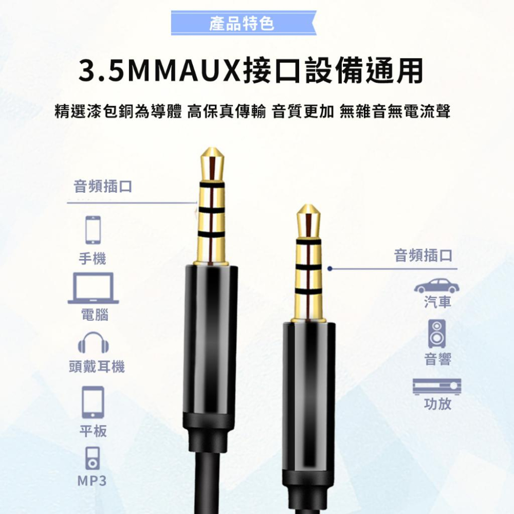 3.5mm 音源線 立體聲麥克風音源線 音源線 1米 2米 3米 公對公 AUX IN 音頻線 台灣現貨 AUX音源線-細節圖3