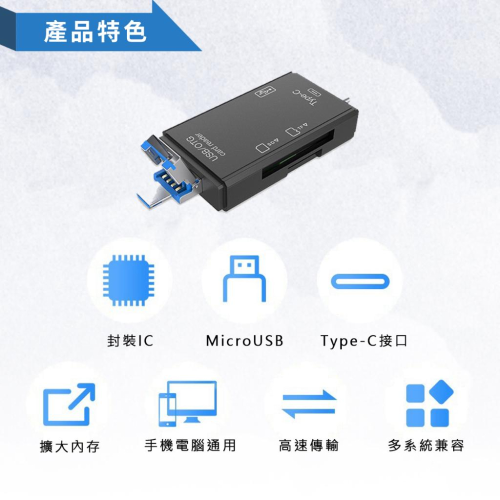 OTG六合一讀卡  安卓micro Type-C USB TF卡 SD卡 手機 電腦 USB2.0-細節圖3