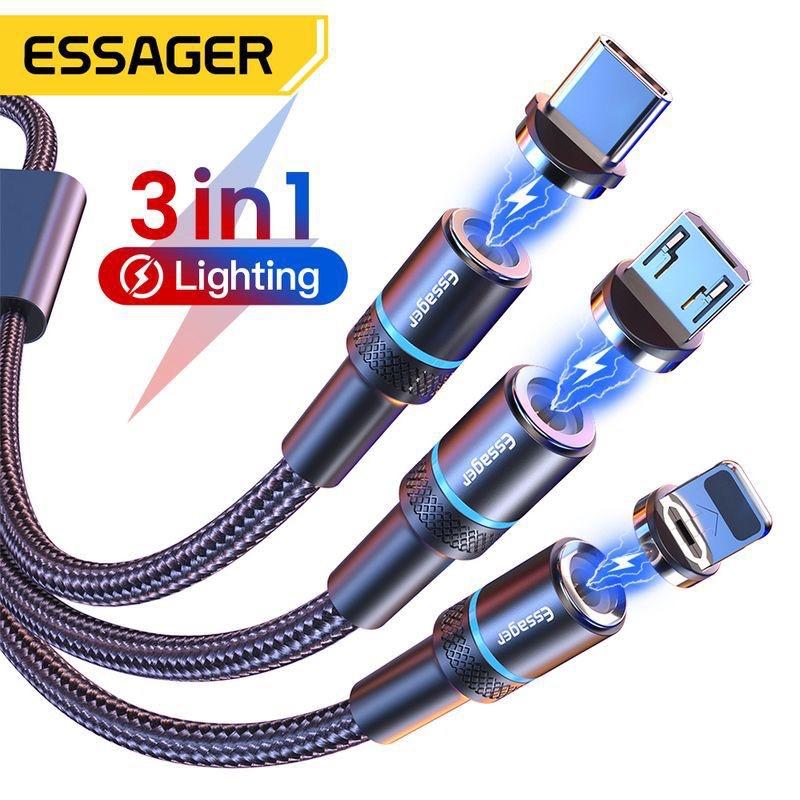 三合一60W充電線 USB快充磁吸 360度磁吸線 Type-C,Lightning,Micro-USB 三合1 磁吸充-細節圖6