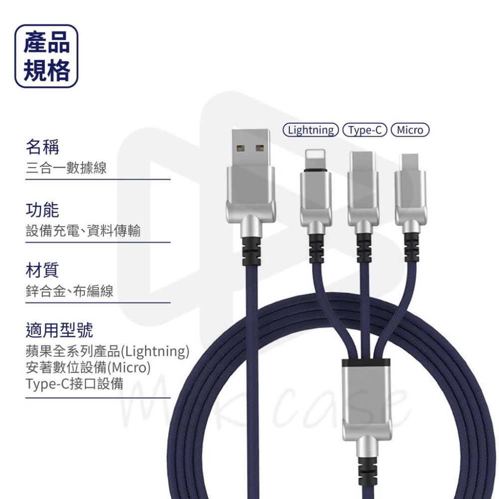 (5A閃充)三合一快充充電線 Type-C to iPhone線 Micro線 Type-C線 蘋果傳輸線 20W 安卓-細節圖2