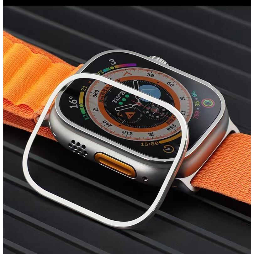 Apple Watch Ultra 1、2藍寶石金屬框手錶保護貼 適用 保護膜 49mm Ultra 蘋果手錶膜 玻璃貼-細節圖5