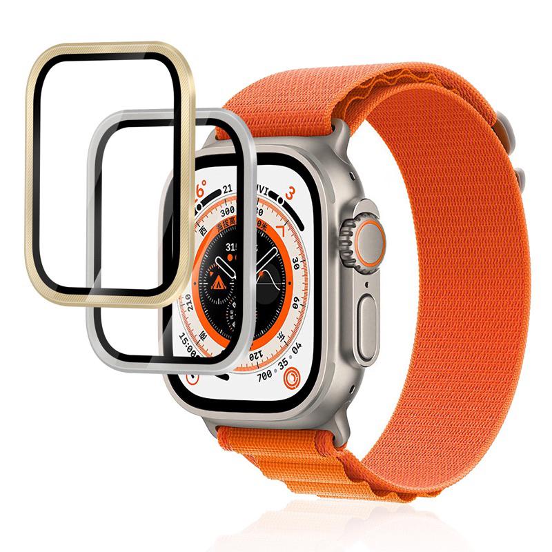 Apple Watch Ultra 1、2藍寶石金屬框手錶保護貼 適用 保護膜 49mm Ultra 蘋果手錶膜 玻璃貼-細節圖8