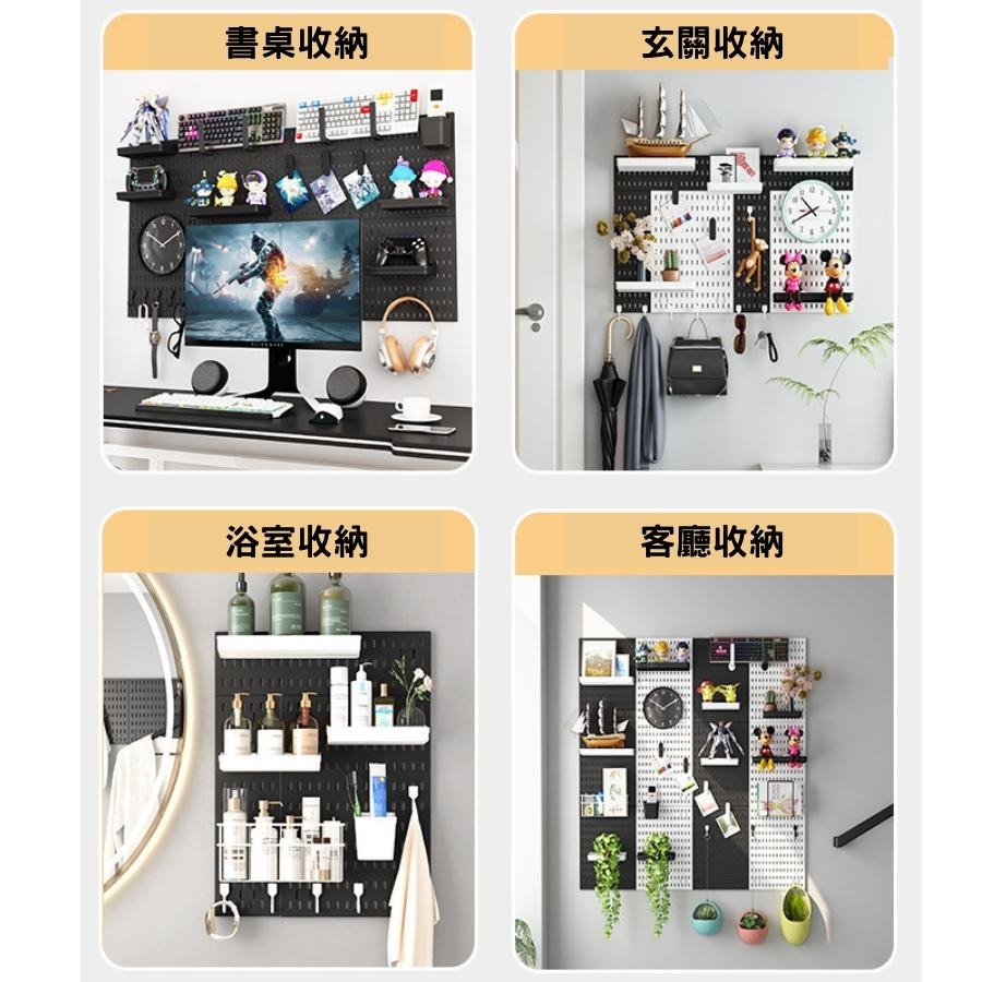 【台灣現貨】洞洞板置物架 洞洞板 牆上置物架 自由搭配 廚房置物架 廚房收納架 辦公桌置物架 牆壁收納架 牆上收納架-細節圖3
