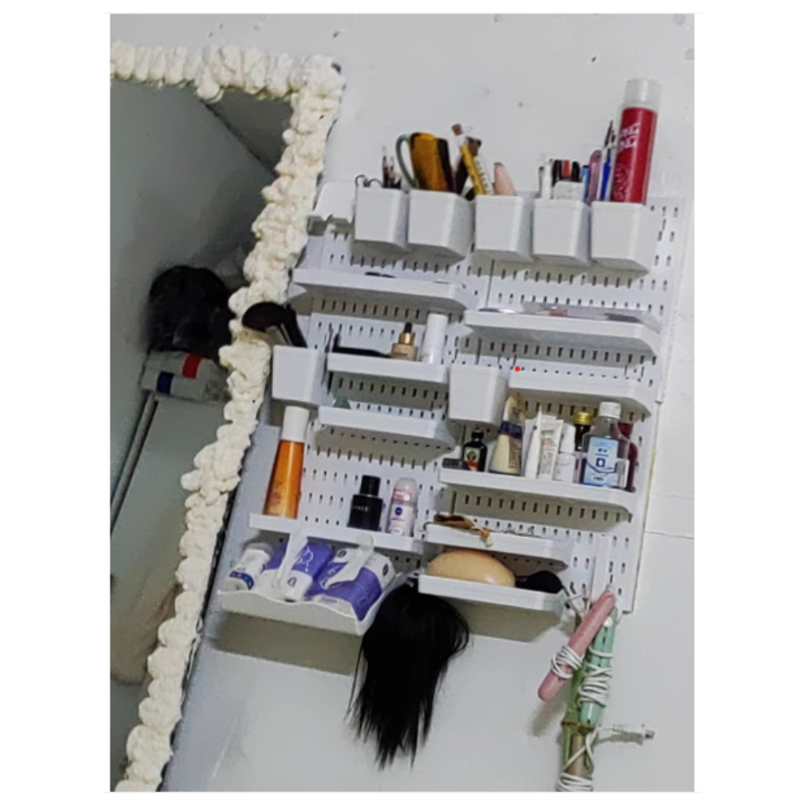 【免運、快速出貨】洞洞板 洞洞板置物架 洞洞板配件 收納架 置物架 洞洞板收納架 桌上收納 牆上收納 壁掛收納 辦公收納-細節圖7