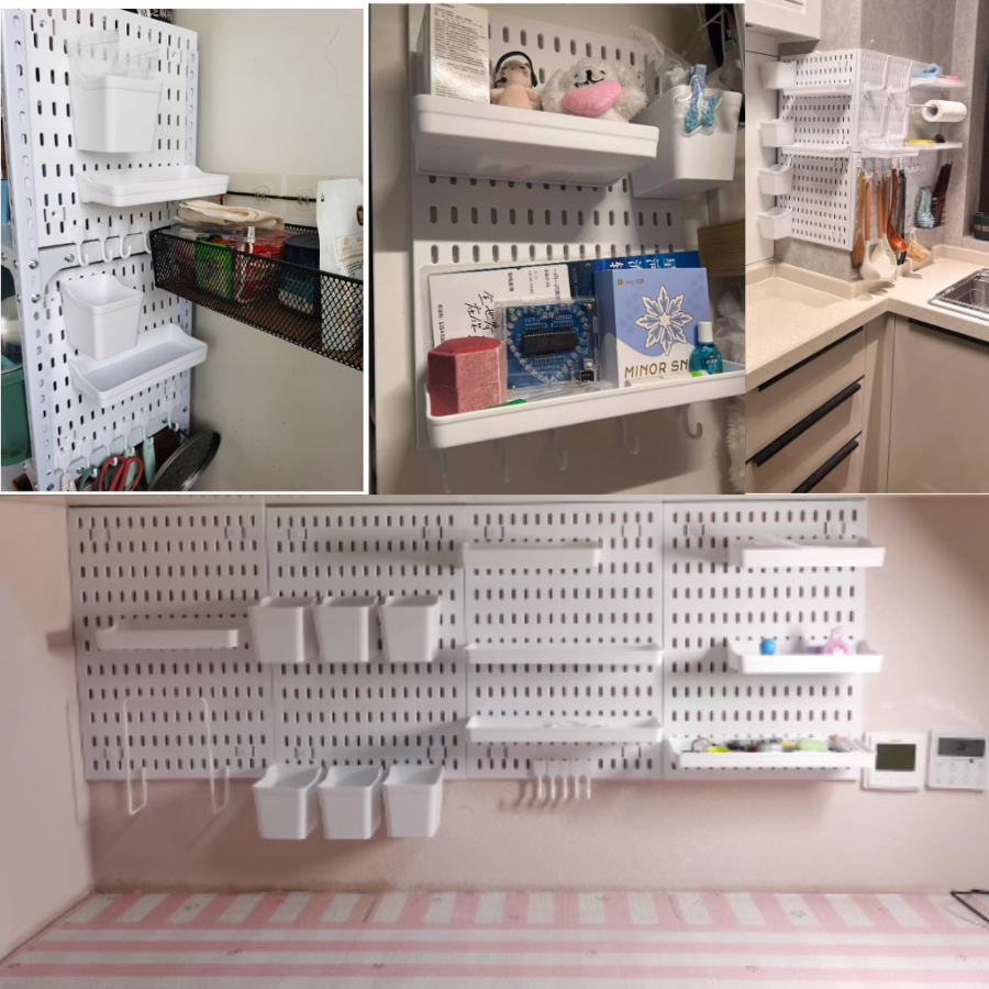 【免運、快速出貨】洞洞板 洞洞板置物架 洞洞板配件 收納架 置物架 洞洞板收納架 桌上收納 牆上收納 壁掛收納 辦公收納-細節圖8