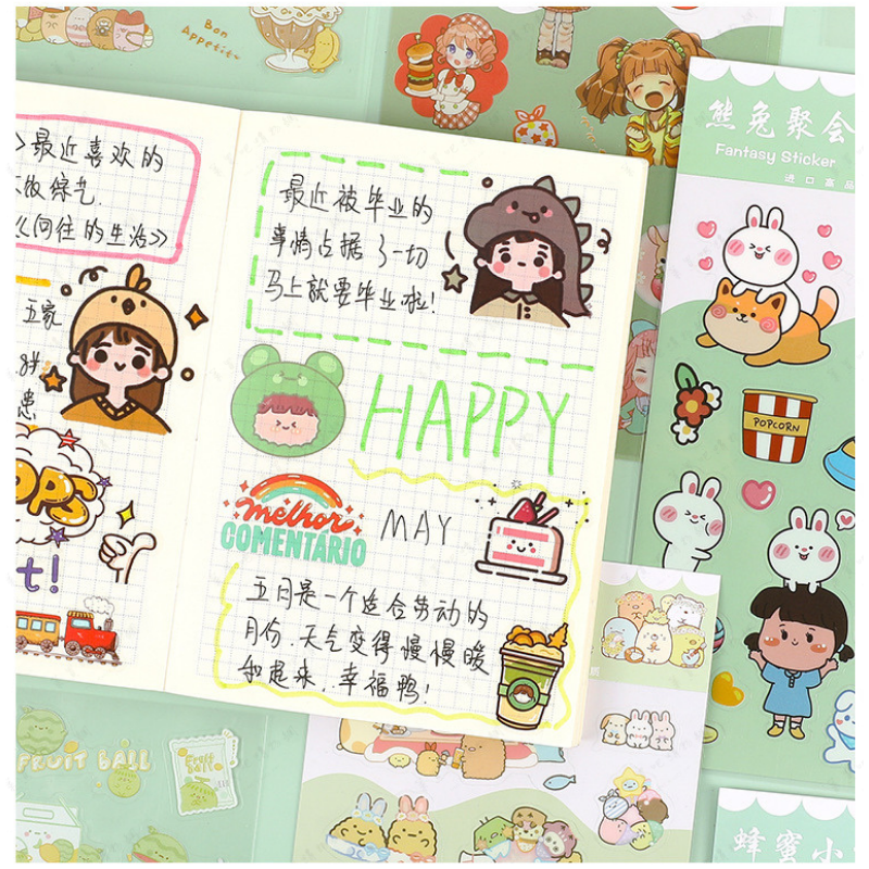 【一套6張】手帳貼紙 貼紙 防水貼紙 PVC貼紙 卡通貼紙 手帳貼 可愛貼紙 ins貼紙 手帳素材 手帳 DIY-細節圖6
