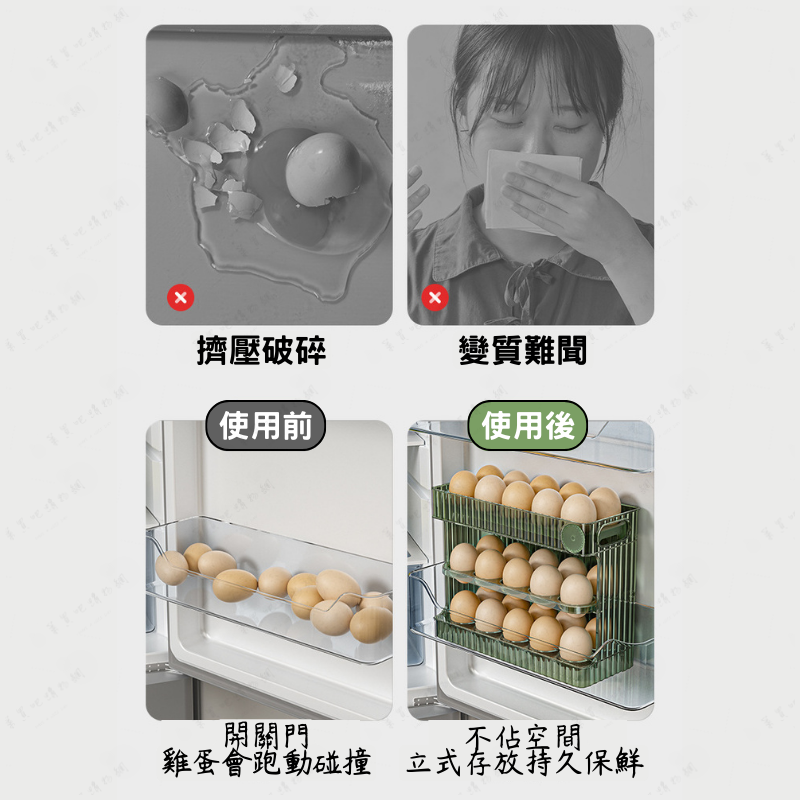 【台灣現貨】雞蛋盒 收納盒 蛋盒 側門雞蛋收納盒 保鮮盒 雞蛋收納盒 冰箱收納盒 抽屜式收納盒 蛋架 冰箱置物架 雞蛋保-細節圖2