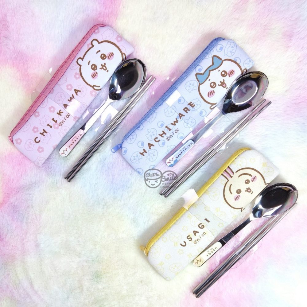 😉吉伊卡哇潛水布不鏽鋼餐具組🥄正版授權 筷子湯匙組 隨身餐具 便攜餐具 可愛卡通餐具 不鏽鋼湯匙 烏薩奇小八貓-細節圖2