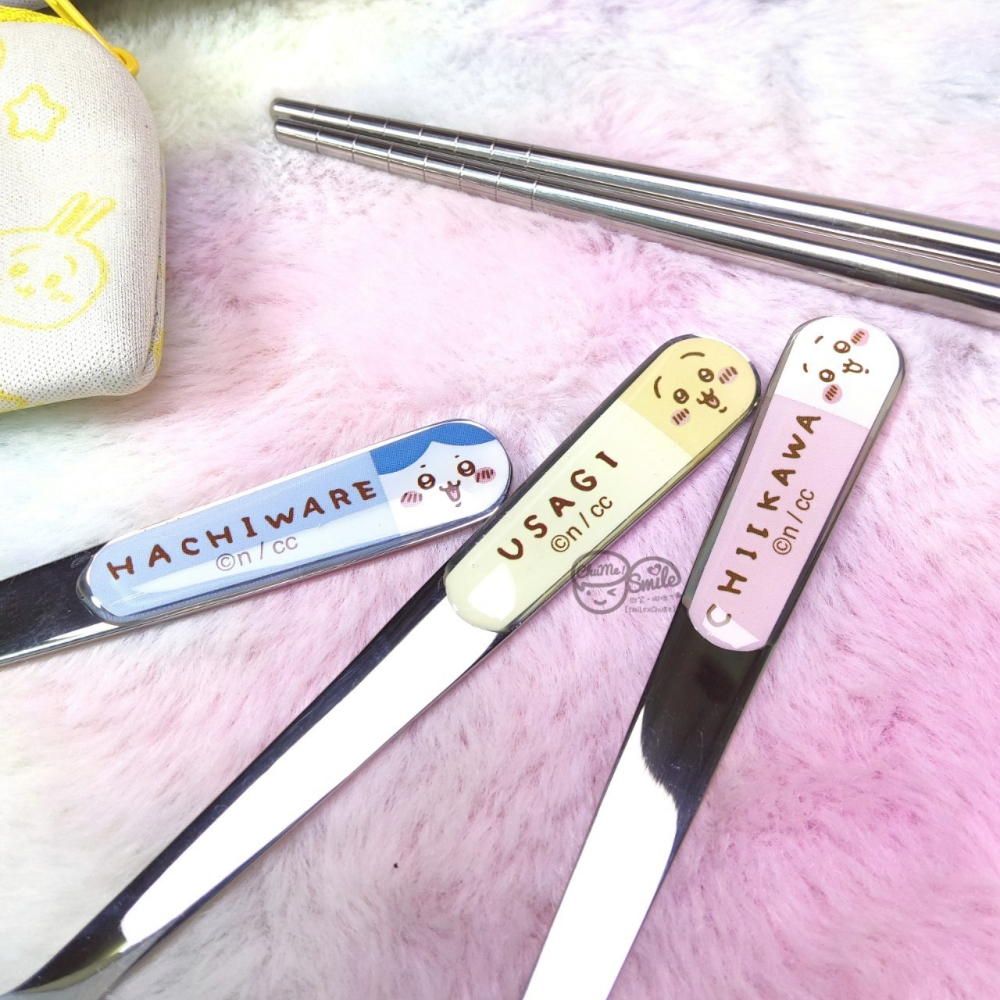 😉吉伊卡哇潛水布不鏽鋼餐具組🥄正版授權 筷子湯匙組 隨身餐具 便攜餐具 可愛卡通餐具 不鏽鋼湯匙 烏薩奇小八貓-細節圖5