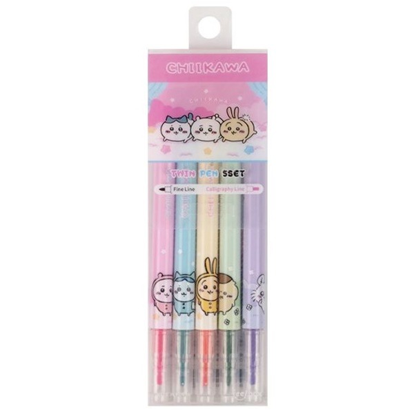 😉吉伊卡哇韓國螢光筆組 小掃把組 標記筆 桌上小掃把 雙頭螢光筆5色組-規格圖9