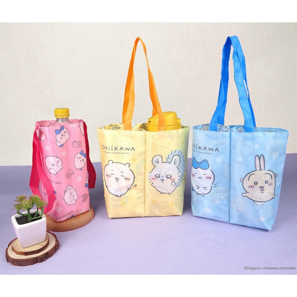 😉吉伊卡哇雙杯飲料提袋 飲料袋 隨身飲料袋 雙杯環保袋 環保提袋 飲料杯袋 水壺提袋 飲料手提袋 小可愛 烏薩奇小八貓-細節圖3